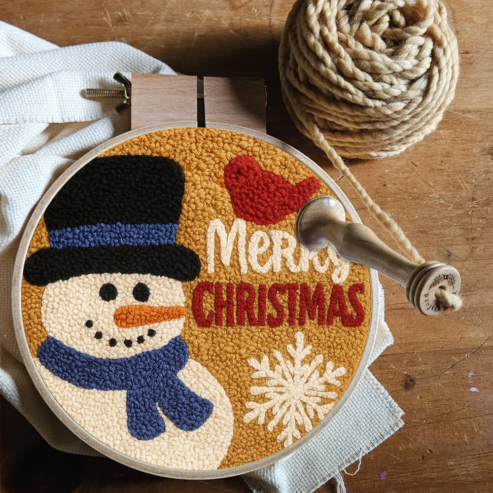 Merry Christmas Punch Needle Kit - Creative Yarn Craft | Handmade Holiday Ornament - image 4