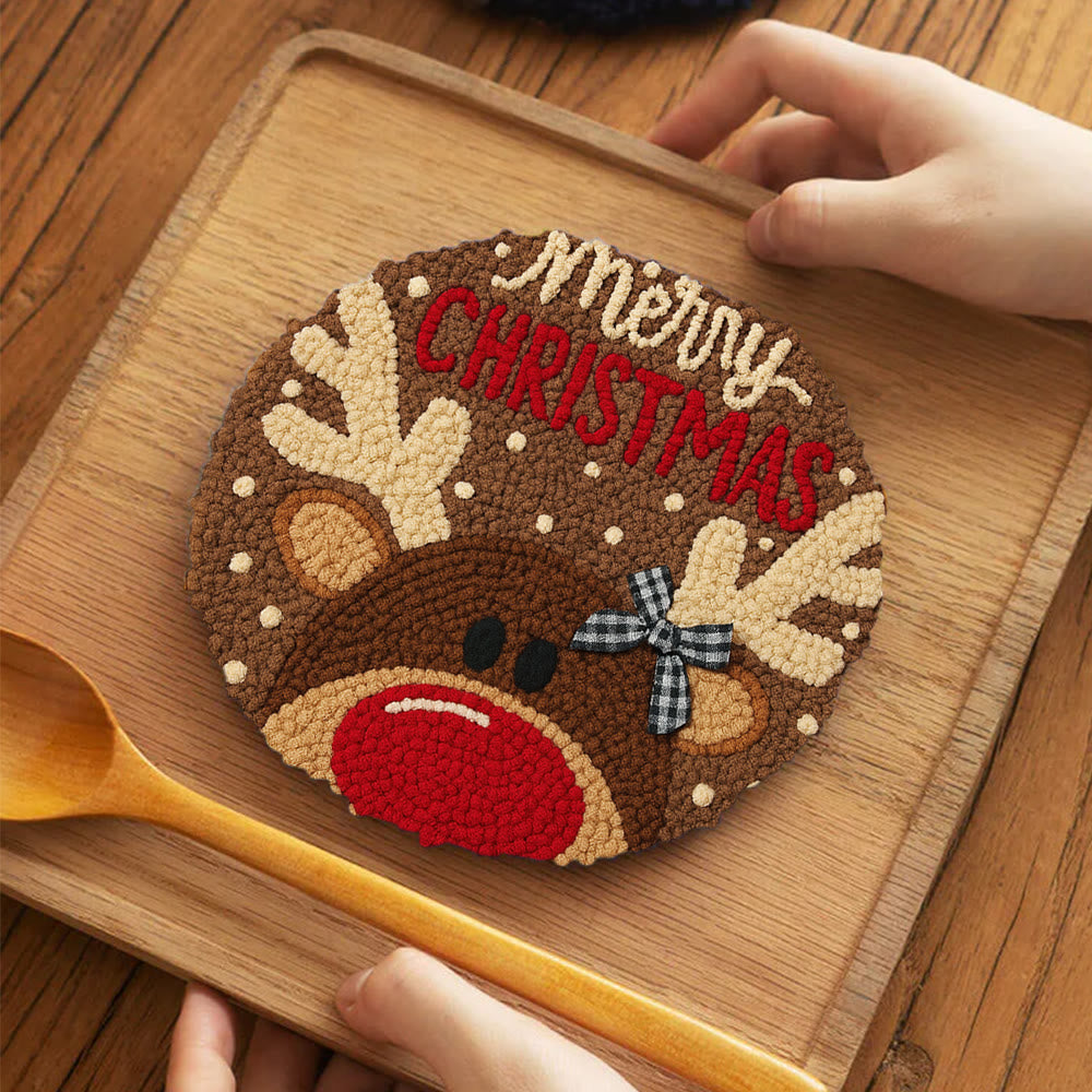  Christmas Reindeer Punch Needle Kit - Diy Christmas Coaster | Unique Housewarming Handicraft - image 10