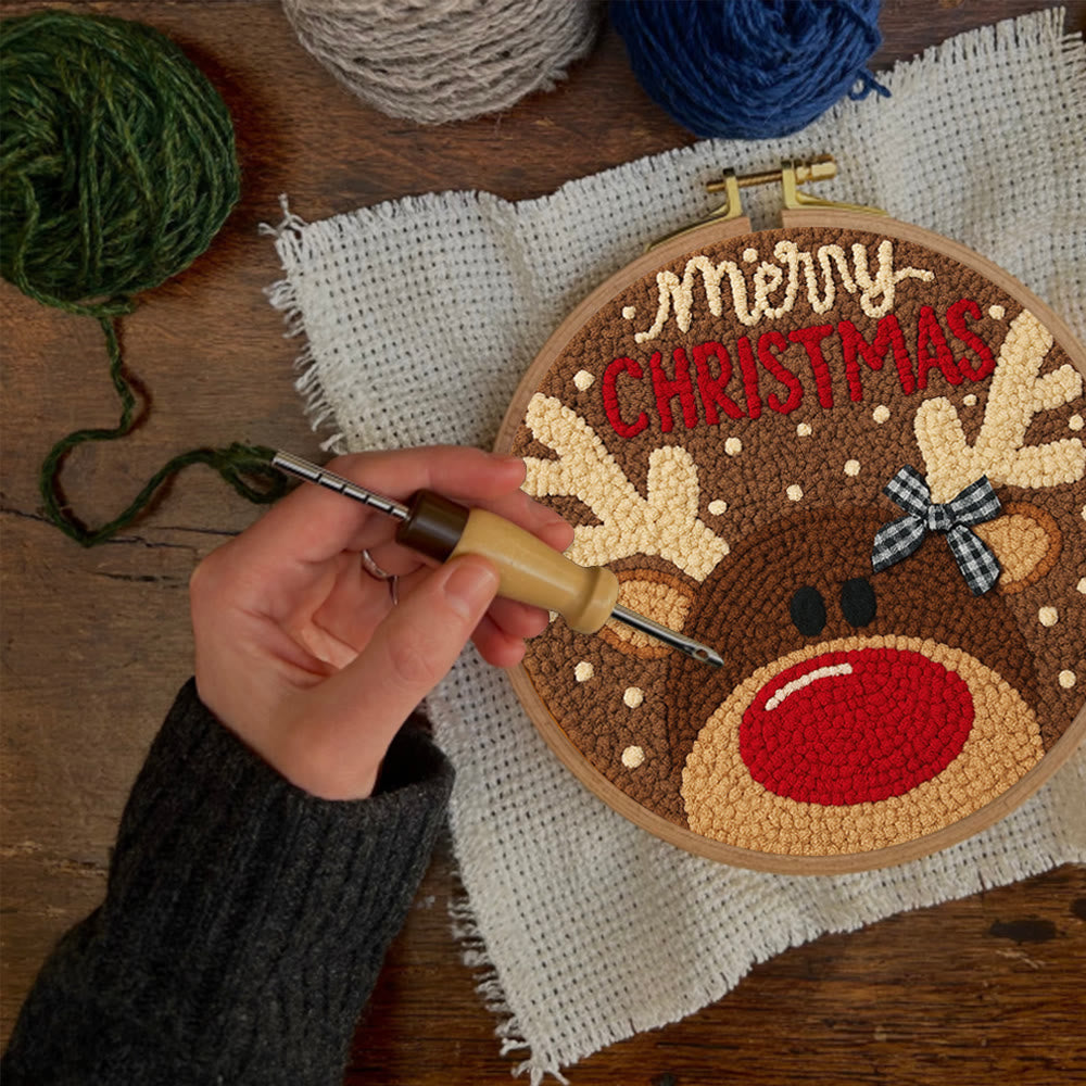 Christmas Reindeer Punch Needle Kit - Diy Christmas Coaster | Unique Housewarming Handicraft - image 5