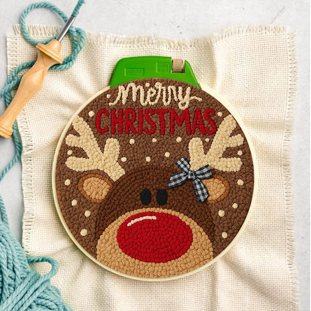  Christmas Reindeer Punch Needle Kit - Diy Christmas Coaster | Unique Housewarming Handicraft - image 9