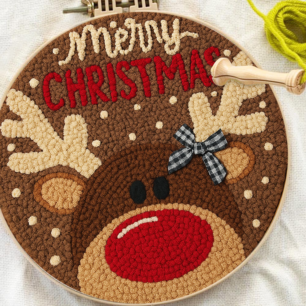  Christmas Reindeer Punch Needle Kit - Diy Christmas Coaster | Unique Housewarming Handicraft - image 2