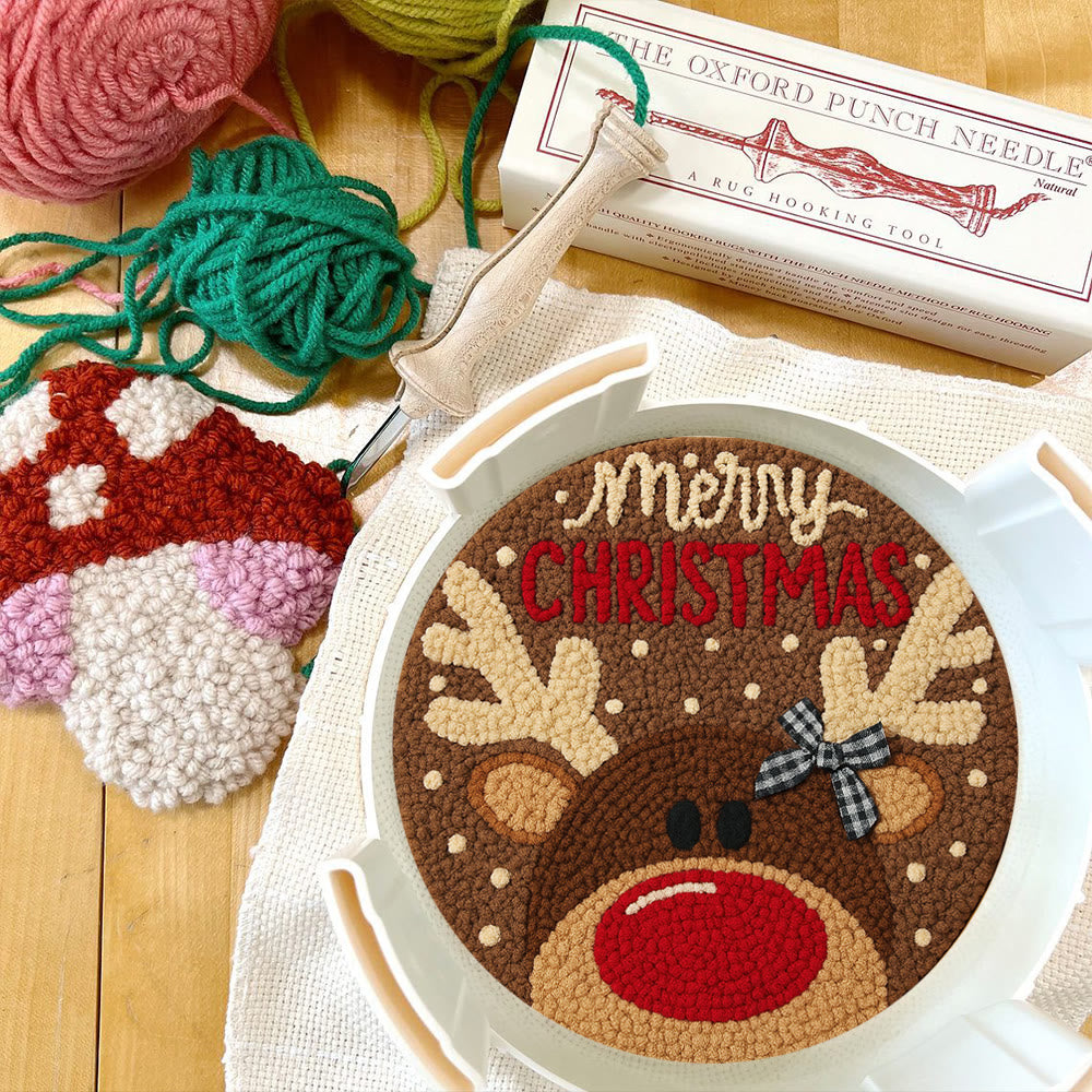  Christmas Reindeer Punch Needle Kit - Diy Christmas Coaster | Unique Housewarming Handicraft - image 6
