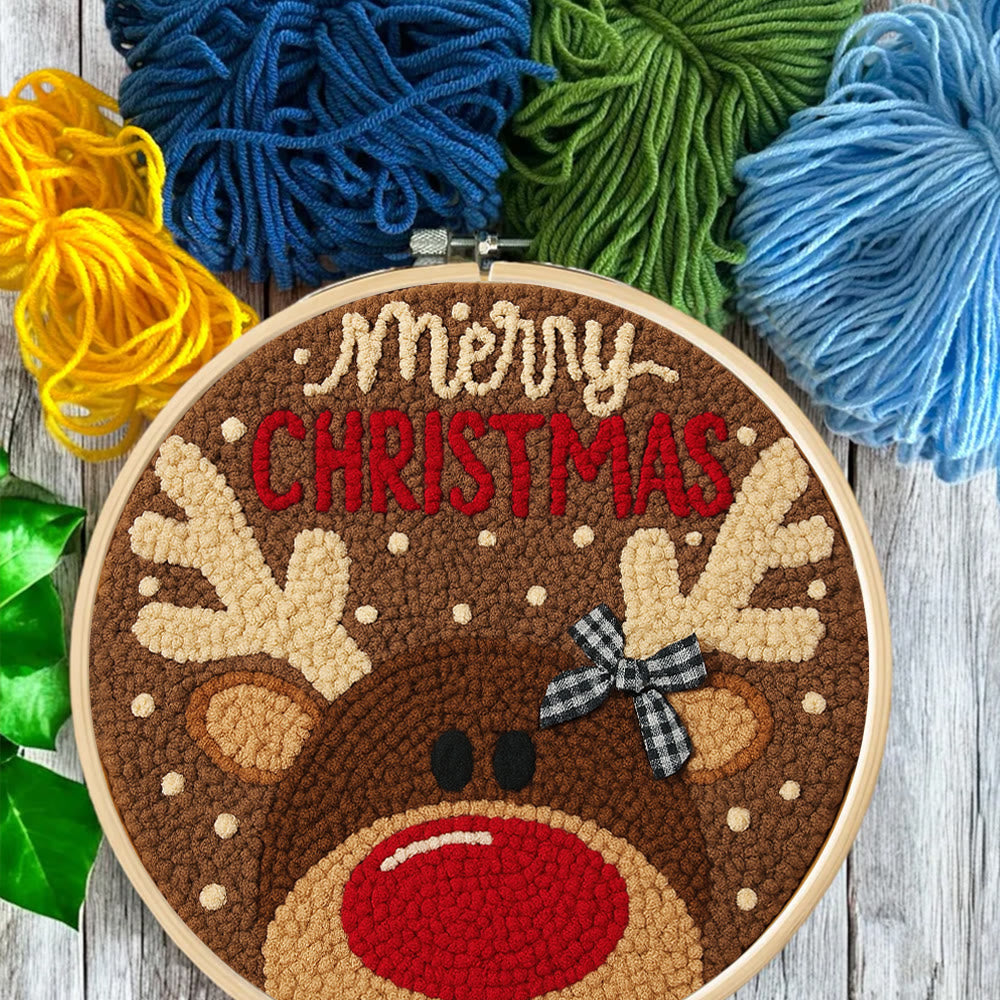  Christmas Reindeer Punch Needle Kit - Diy Christmas Coaster | Unique Housewarming Handicraft - image 4