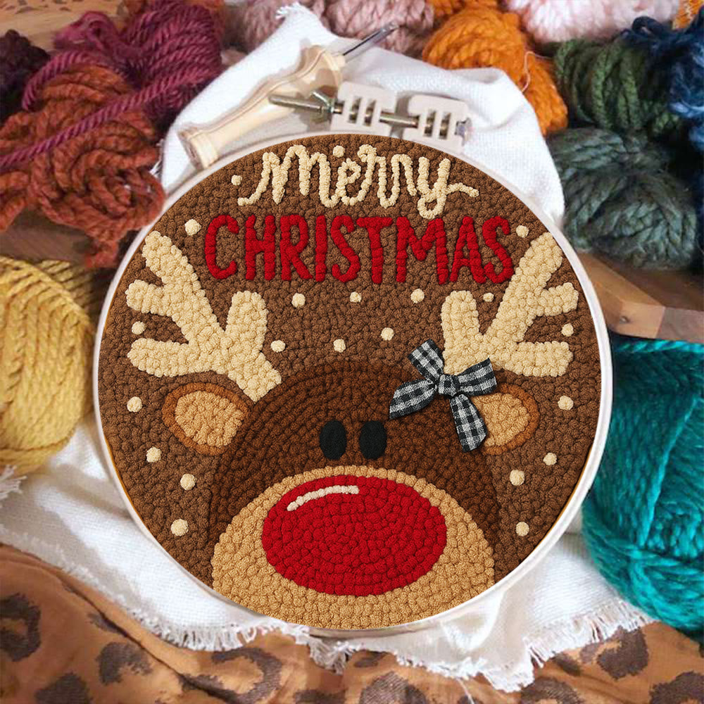  Christmas Reindeer Punch Needle Kit - Diy Christmas Coaster | Unique Housewarming Handicraft - image 3