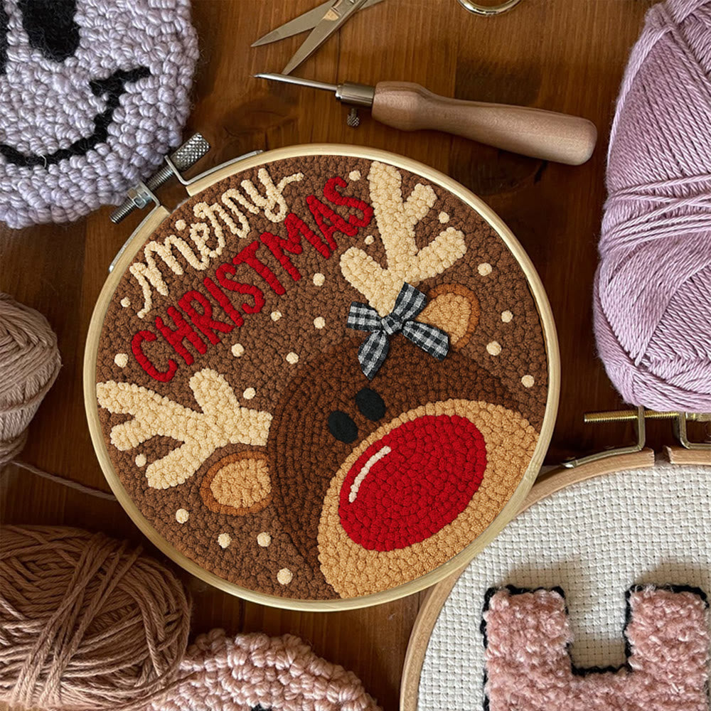  Christmas Reindeer Punch Needle Kit - Diy Christmas Coaster | Unique Housewarming Handicraft - image 7