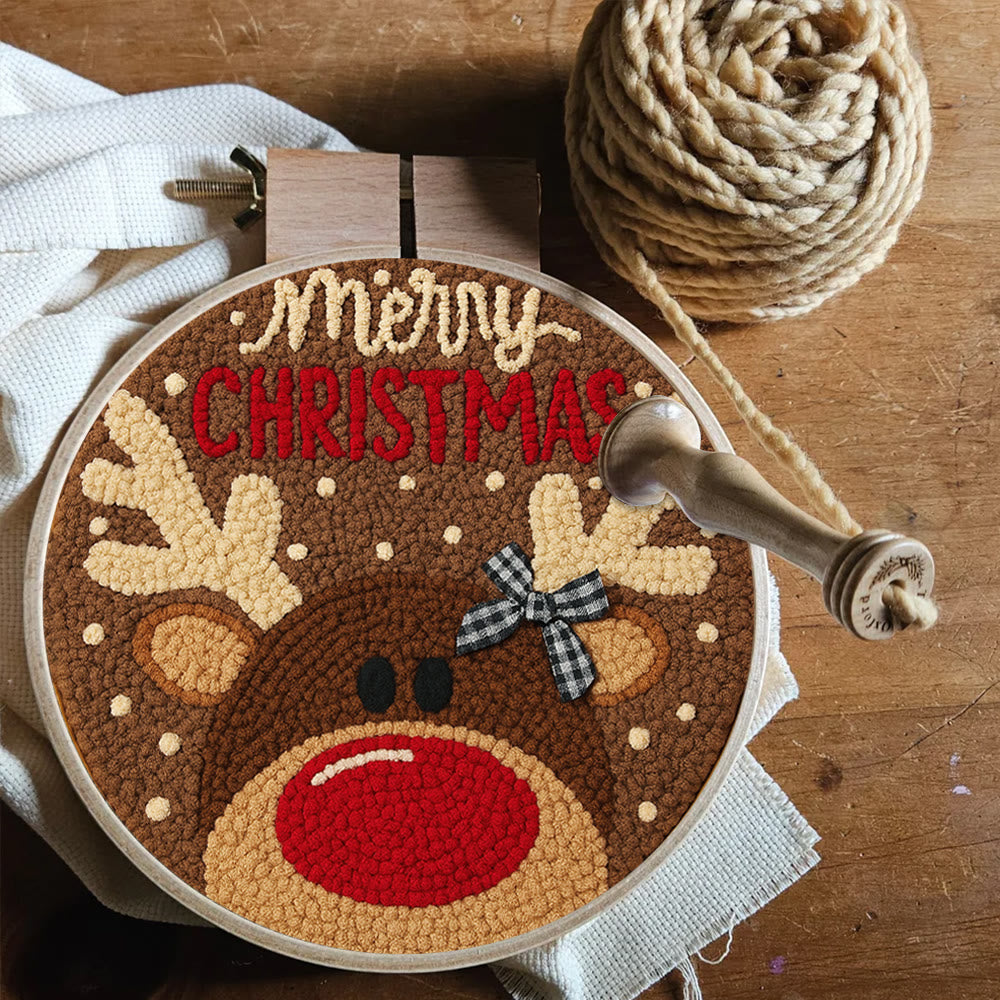  Christmas Reindeer Punch Needle Kit - Diy Christmas Coaster | Unique Housewarming Handicraft - image 8