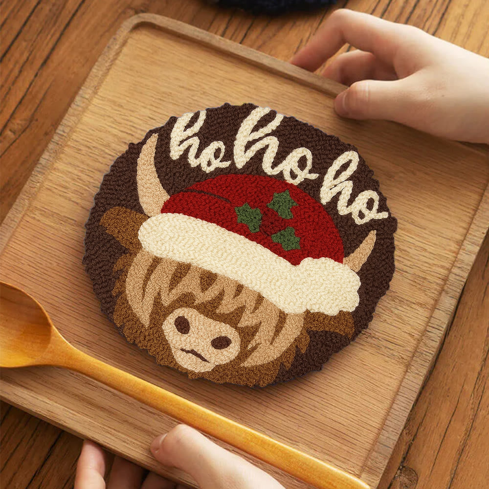 Christmas Highland Cow Punch Needle Kit - Diy Door Decor | Easy Handicraft For Adults - image 11