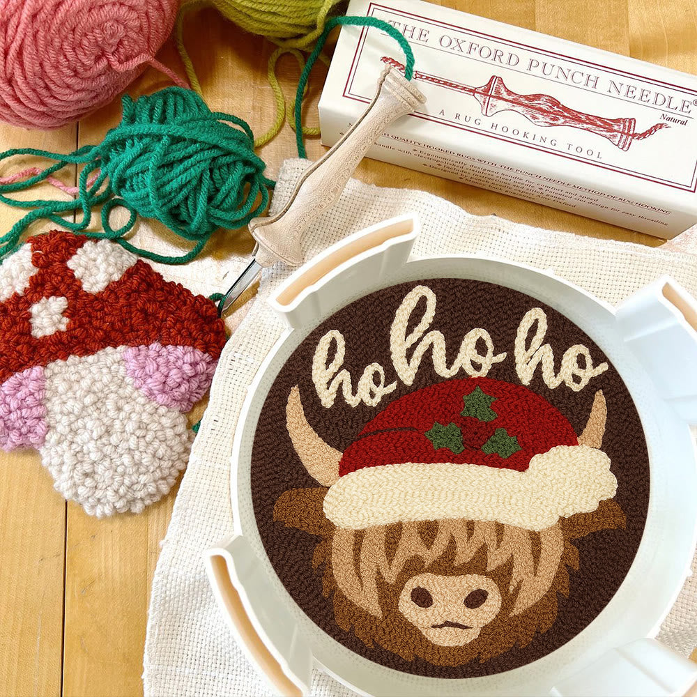 Christmas Highland Cow Punch Needle Kit - Diy Door Decor | Easy Handicraft For Adults - image 5