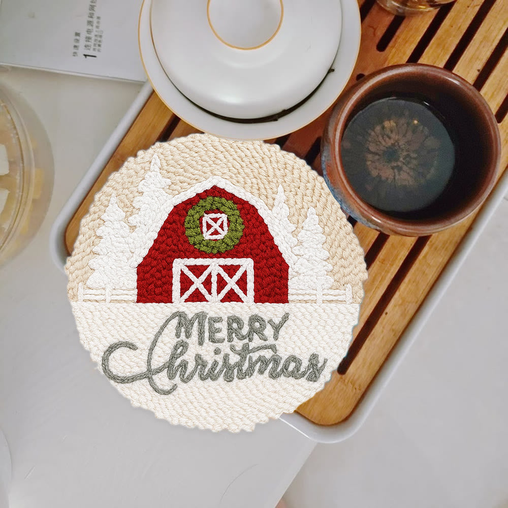 Winter Snow View Punch Needle Kit - Diy Hoop Art |  Handmade Wall Hanging Decor - 5 inch Coaster Kit - image 11