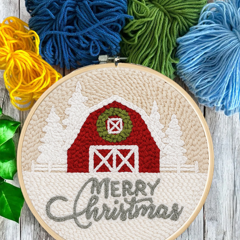 Winter Snow View Punch Needle Kit - Diy Hoop Art |  Handmade Wall Hanging Decor - image 5