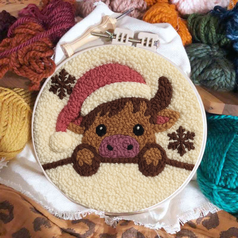 Adorable Cow Punch Needle Kit - Lovely Animal Craft | Christmas Decorative Artwork - image 4