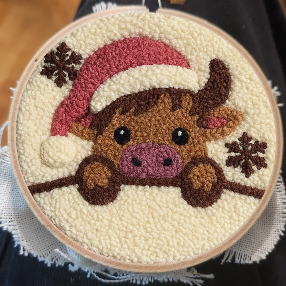 Adorable Cow Punch Needle Kit - Lovely Animal Craft | Christmas Decorative Artwork - image 1