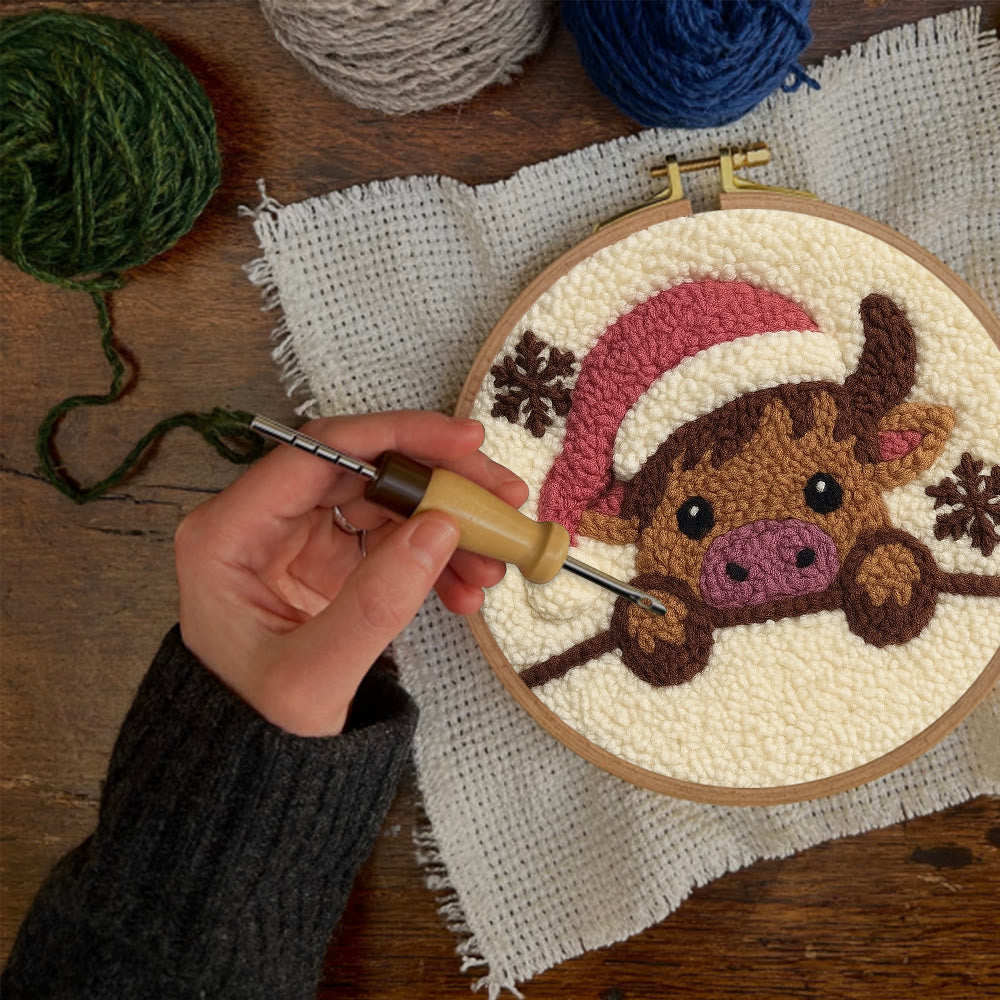 Adorable Cow Punch Needle Kit - Lovely Animal Craft | Christmas Decorative Artwork - image 3