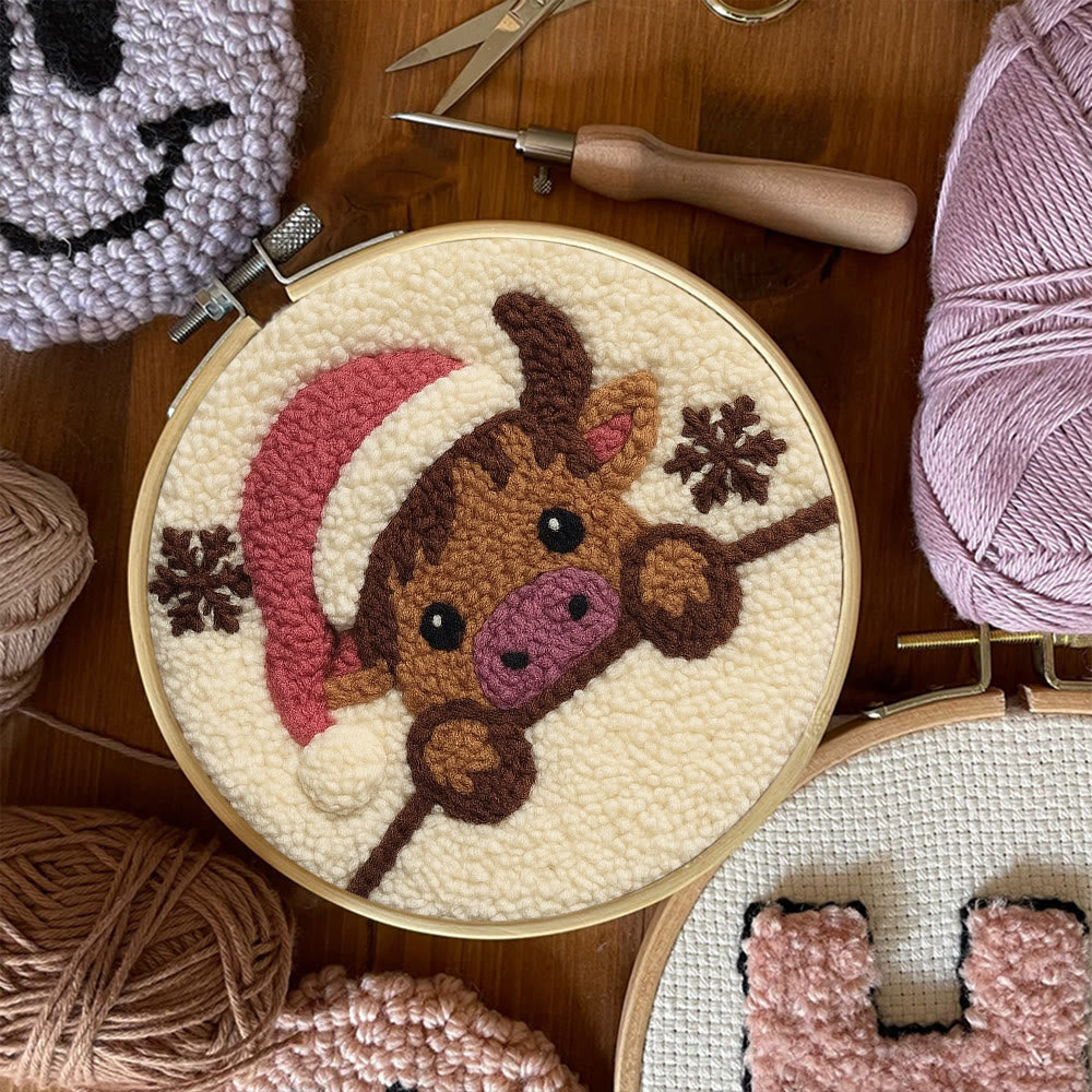 Adorable Cow Punch Needle Kit - Lovely Animal Craft | Christmas Decorative Artwork - image 2