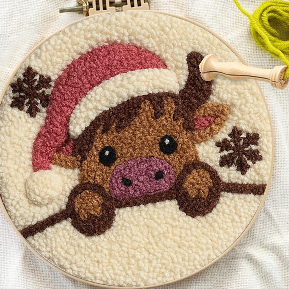 Adorable Cow Punch Needle Kit - Lovely Animal Craft | Christmas Decorative Artwork - image 9