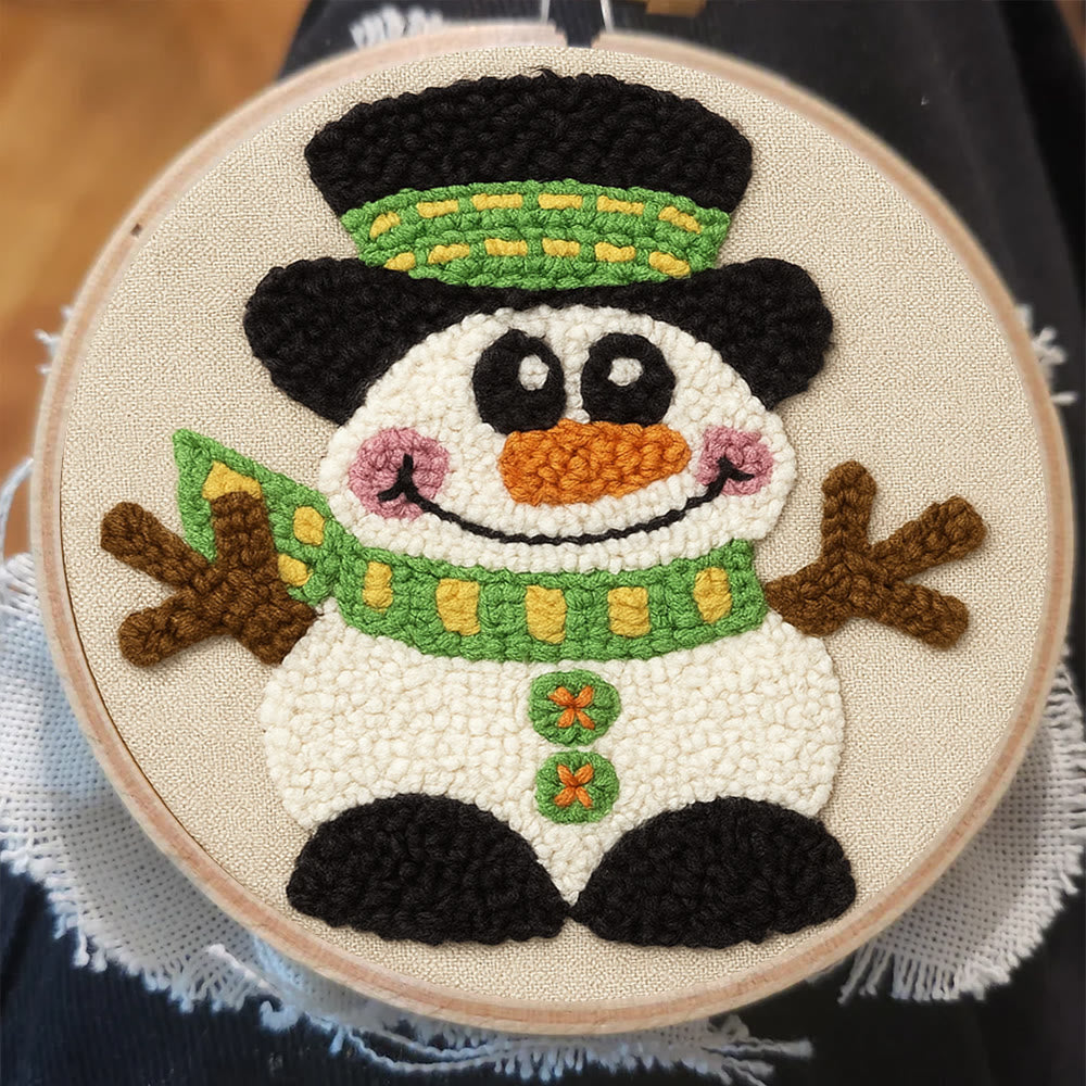 Winter Snowman Punch Needle Kit - Diy Craft For Christmas |  Holiday Decorative Needlepoint  - image 1