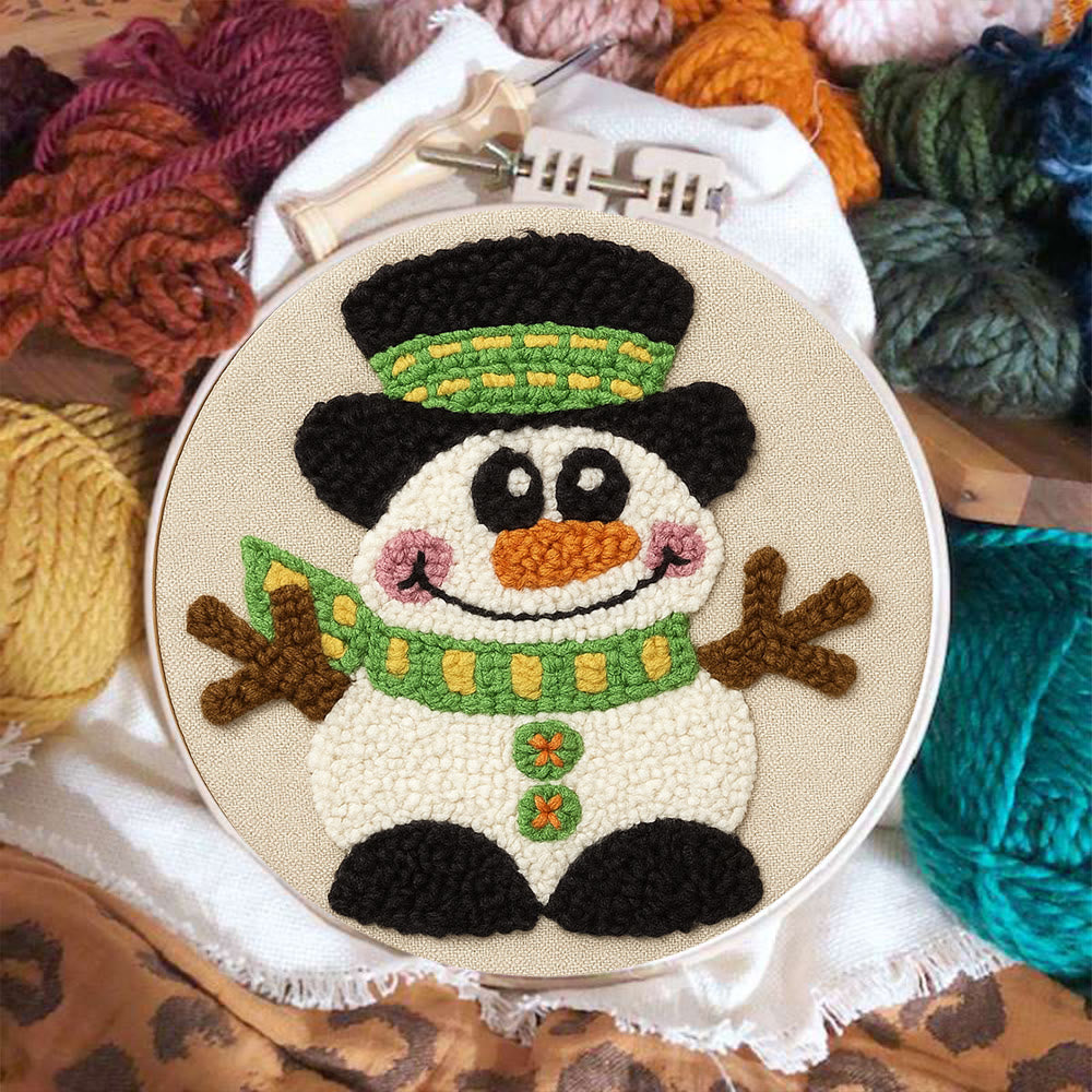 Winter Snowman Punch Needle Kit - Diy Craft For Christmas |  Holiday Decorative Needlepoint  - image 2