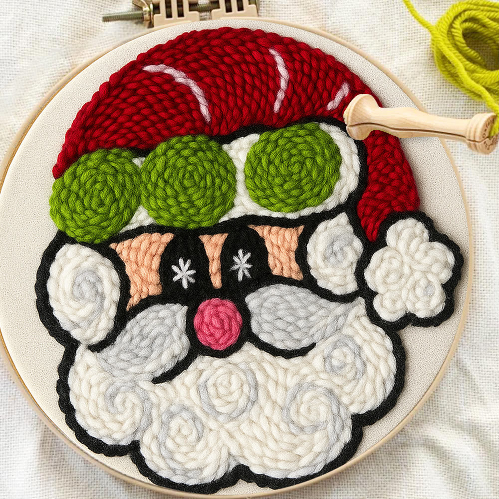  Santa Claus Punch Needle Kit - Adorable Christmas Craft | Perfect Handmade Holiday Gift - image 1