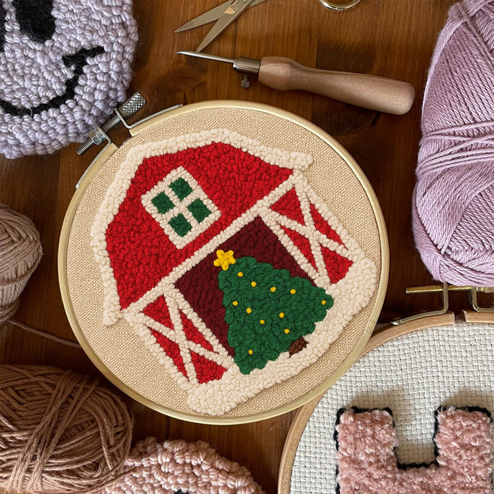 Christmas House Punch Needle Kit - Personalized Holiday Ornament | Home Hanging Art - image 3