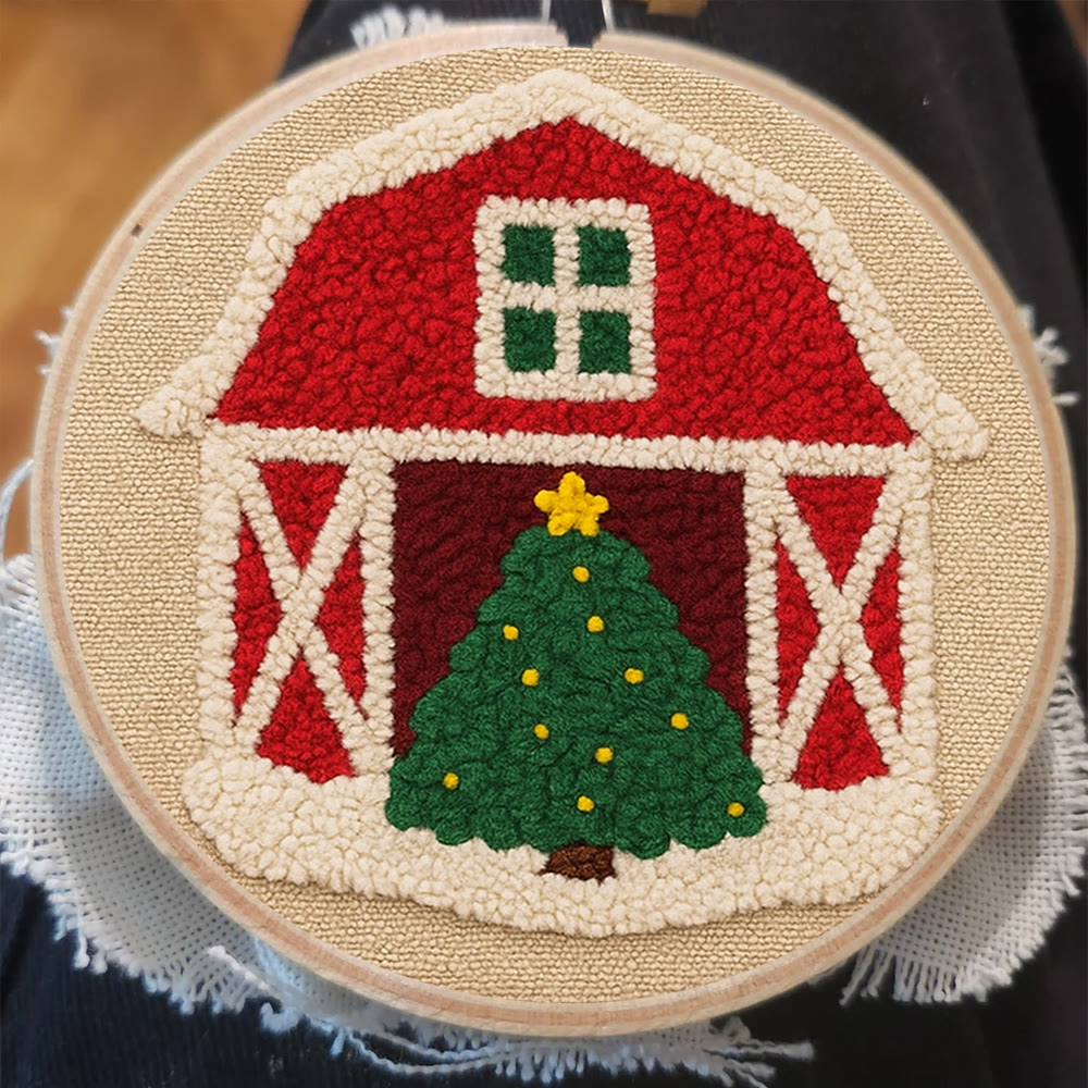 Christmas House Punch Needle Kit - Personalized Holiday Ornament | Home Hanging Art - image 2