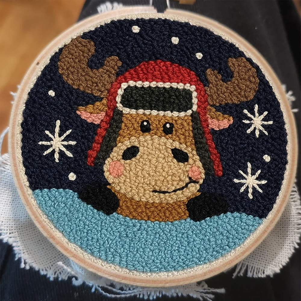  Cute Elk Punch Needle Kit - Handmade Animal Art | Perfect Holiday Gift - image 2