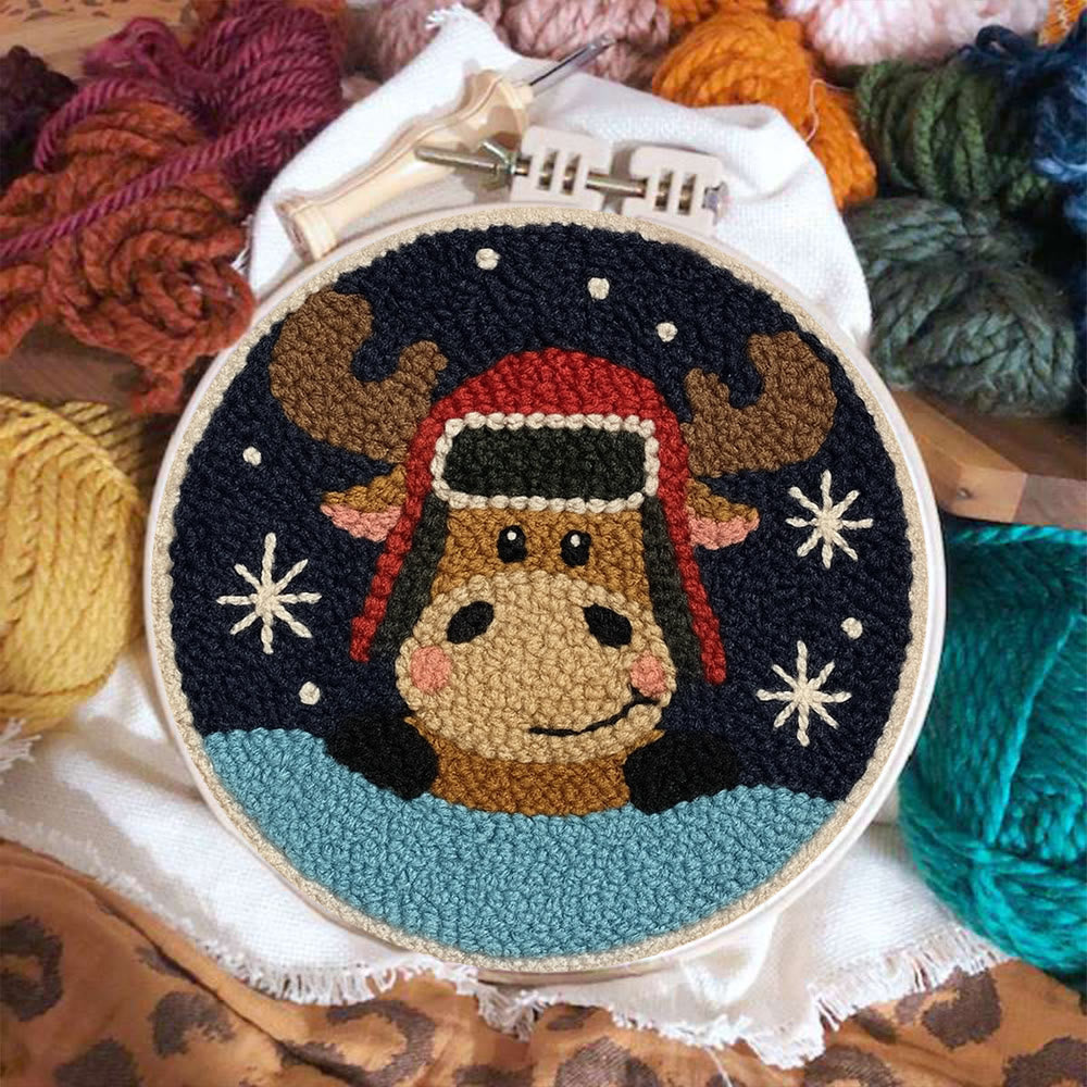  Cute Elk Punch Needle Kit - Handmade Animal Art | Perfect Holiday Gift - image 1