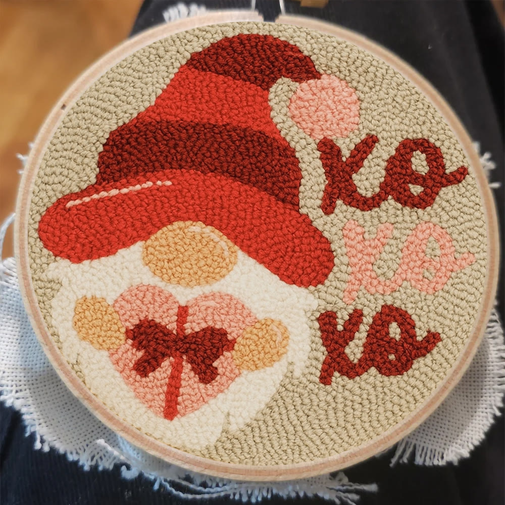 Happy Gnome Punch Needle Kit - Unique Christmas Craft | Handmade Decor For Home - image 1