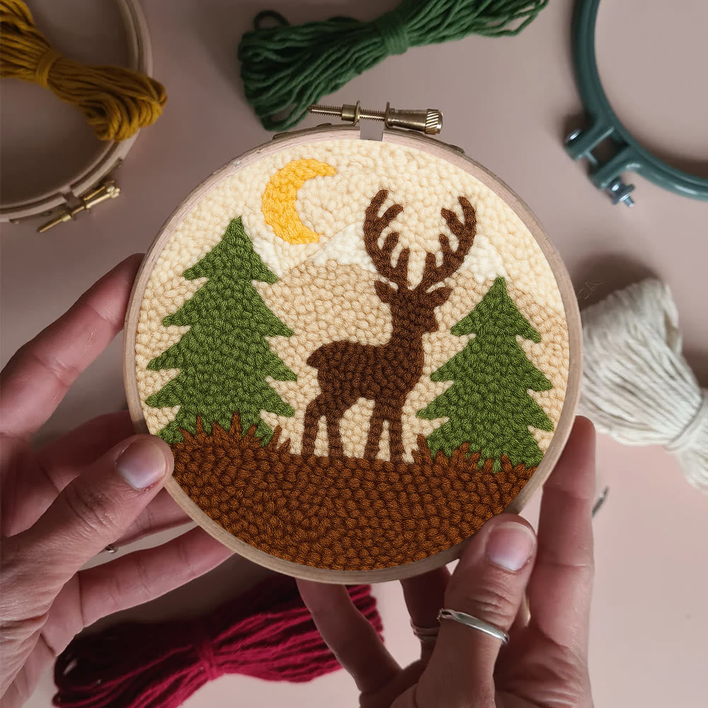 Deer In Forest Punch Needle Kit - Landscape Handmade Collection | Perfect Room Decoration - image 4