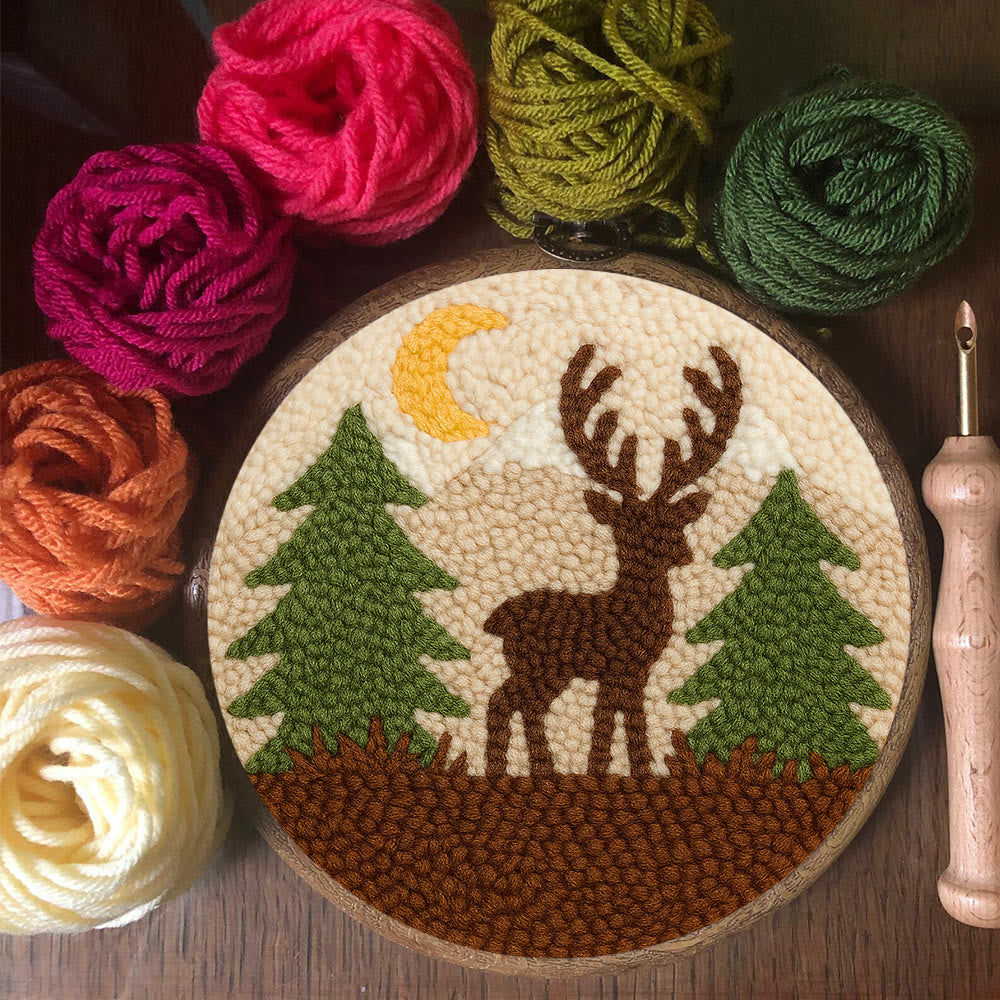 Deer In Forest Punch Needle Kit - Landscape Handmade Collection | Perfect Room Decoration - image 2