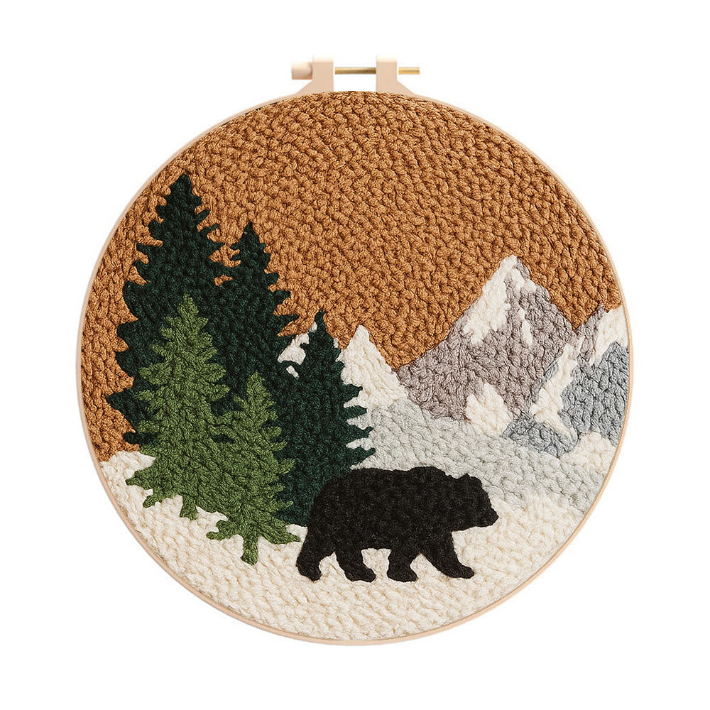 Snow Mountain Punch Needle Kit - Creative Handmade Coaster | Perfect Birthday Gift - 8 inch Hoop Kit - image 0