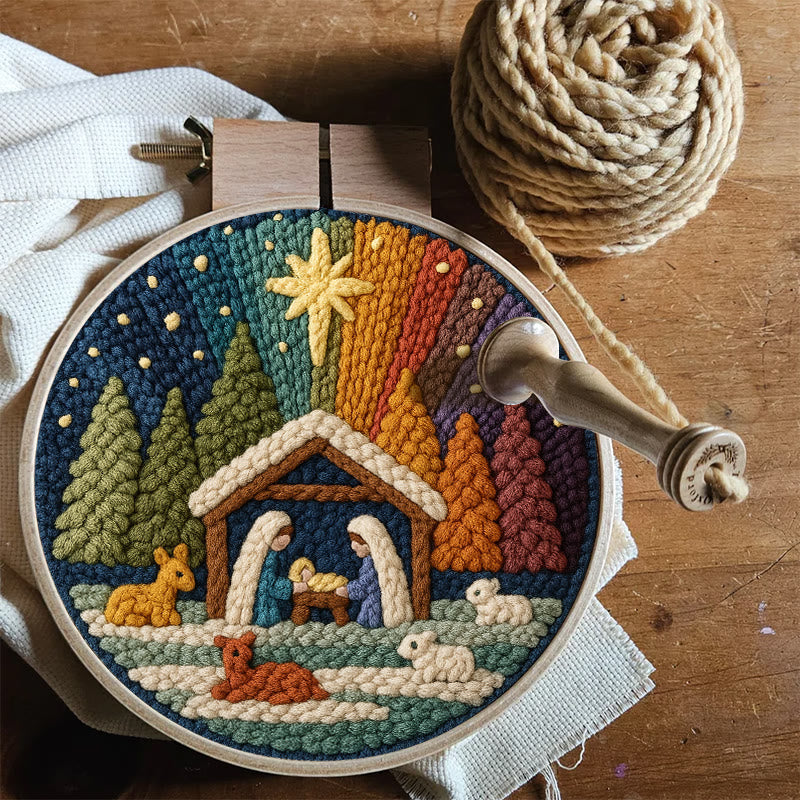 Christmas Aurora Punch Needle Kit - Diy Nativity Handicraft | Unique Christmas Art  - image 5