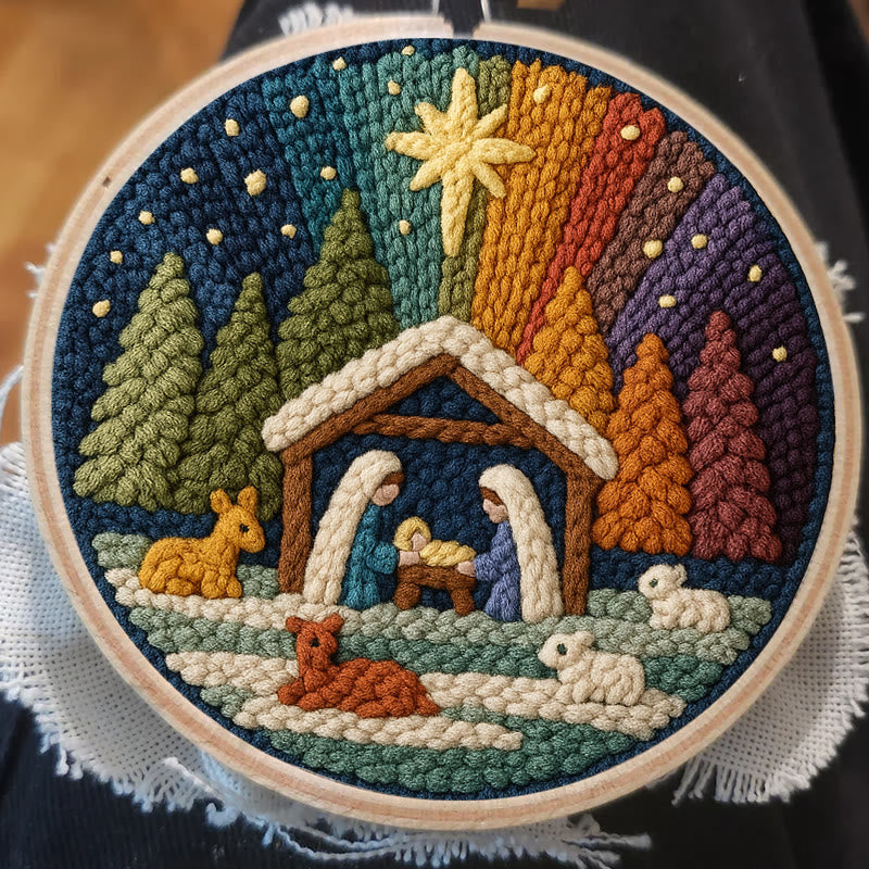 Christmas Aurora Punch Needle Kit - Diy Nativity Handicraft | Unique Christmas Art  - image 1