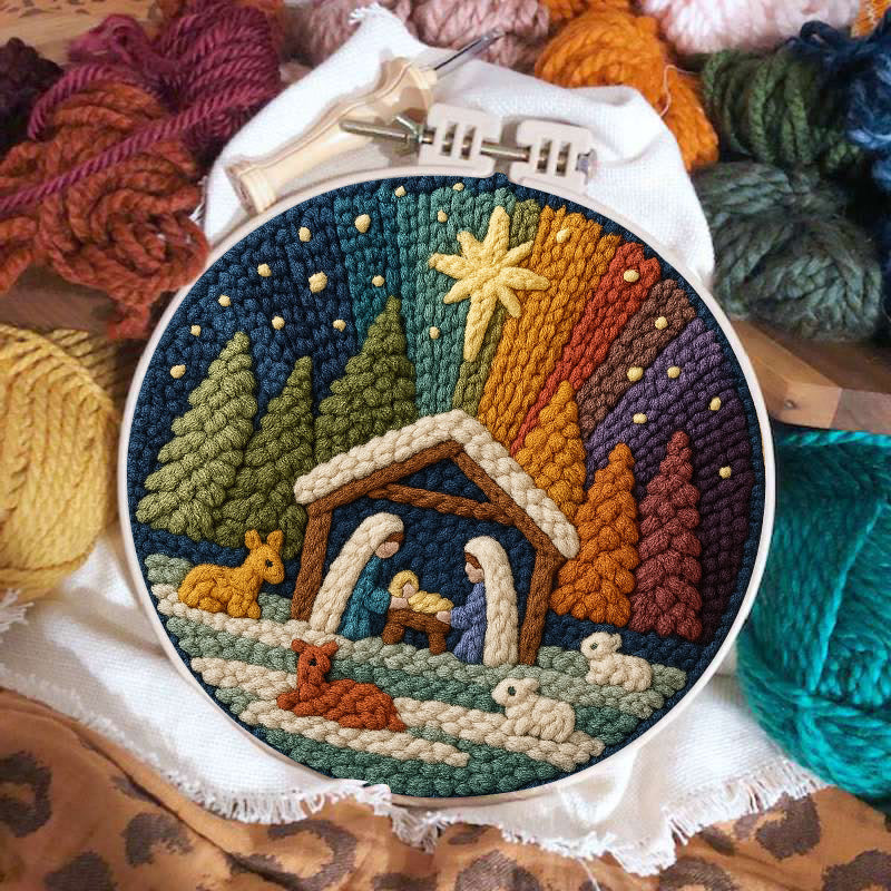 Christmas Aurora Punch Needle Kit - Diy Nativity Handicraft | Unique Christmas Art  - image 3