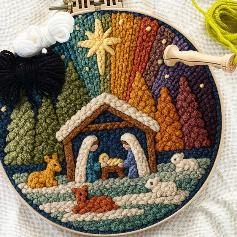 Christmas Aurora Punch Needle Kit - Diy Nativity Handicraft | Unique Christmas Art  - image 2