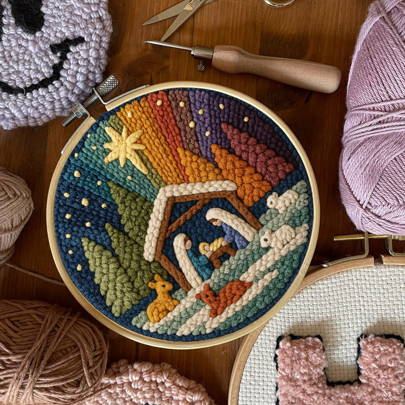 Christmas Aurora Punch Needle Kit - Diy Nativity Handicraft | Unique Christmas Art  - image 6