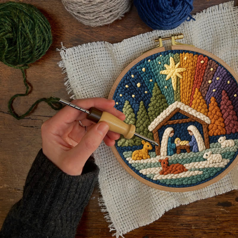 Christmas Aurora Punch Needle Kit - Diy Nativity Handicraft | Unique Christmas Art  - image 8