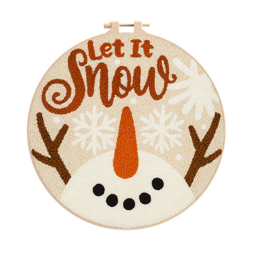 Let It Snow Punch Needle Kit - Diy Winter Handicraft | Perfect Christmas Hanging Art - 8 inch Hoop Kit - image 0