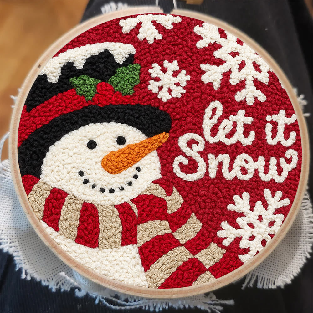 Happy  Snowman Punch Needle Kit - Diy Christmas Collection | Christmas Tree Hanging Art  - image 1