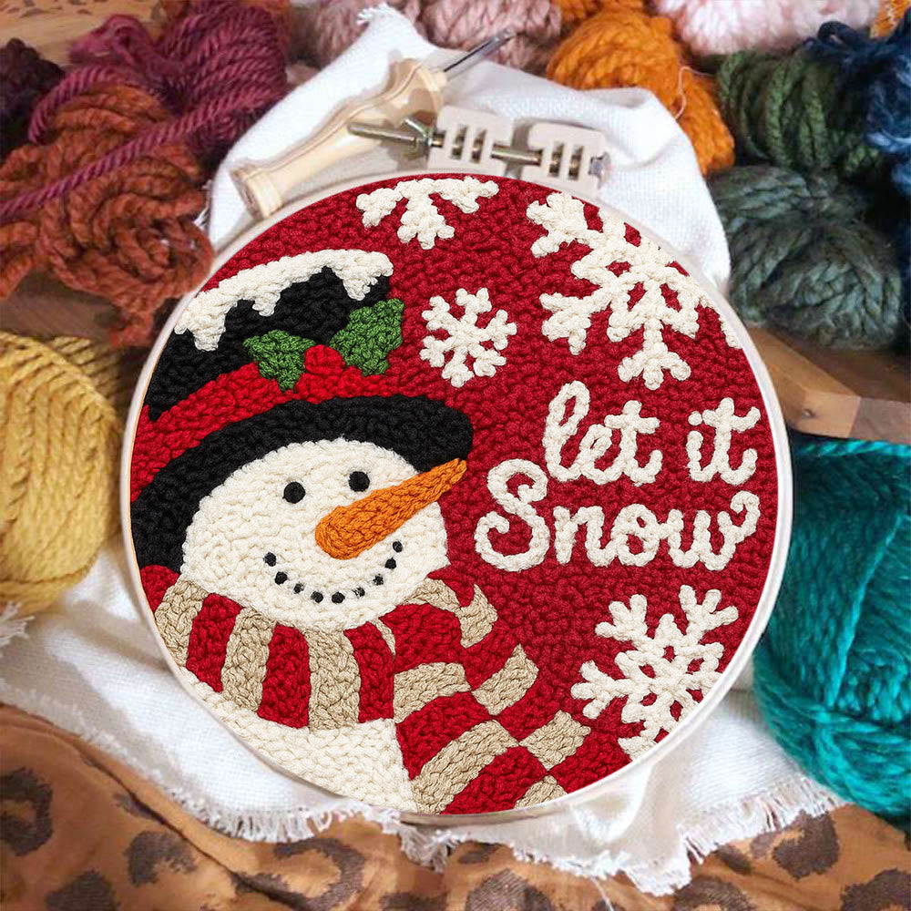 Happy  Snowman Punch Needle Kit - Diy Christmas Collection | Christmas Tree Hanging Art  - image 8