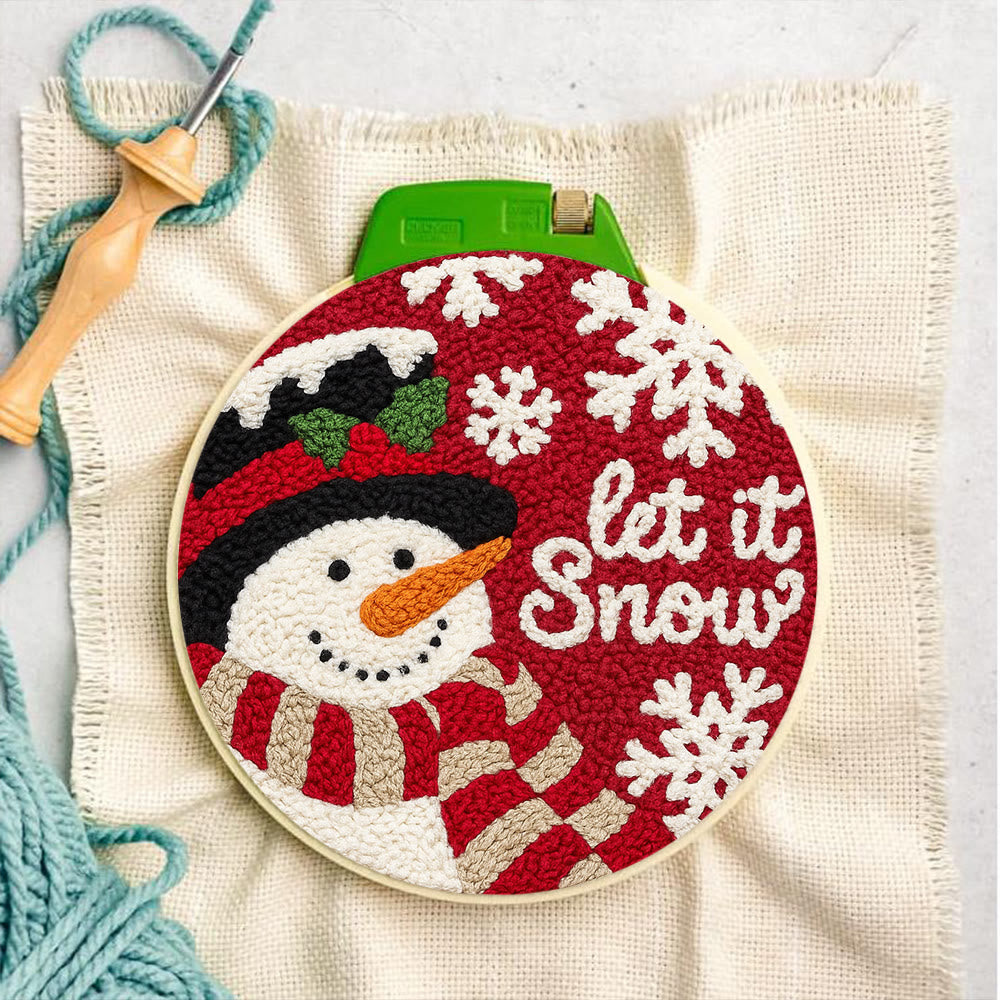 Happy  Snowman Punch Needle Kit - Diy Christmas Collection | Christmas Tree Hanging Art  - image 6