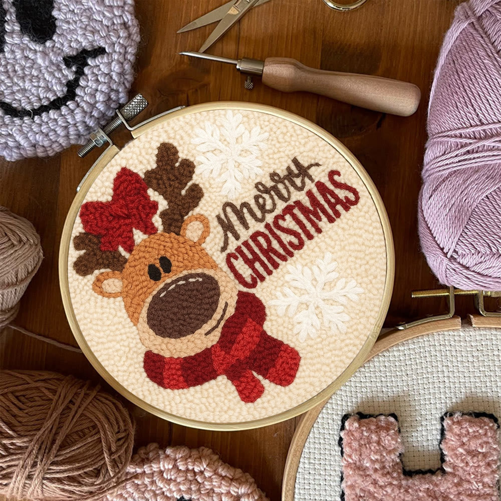 Adorable Reindeer Punch Needle Kit - Handmade Christmas Gift | Beginner Yarn Craft  - image 4