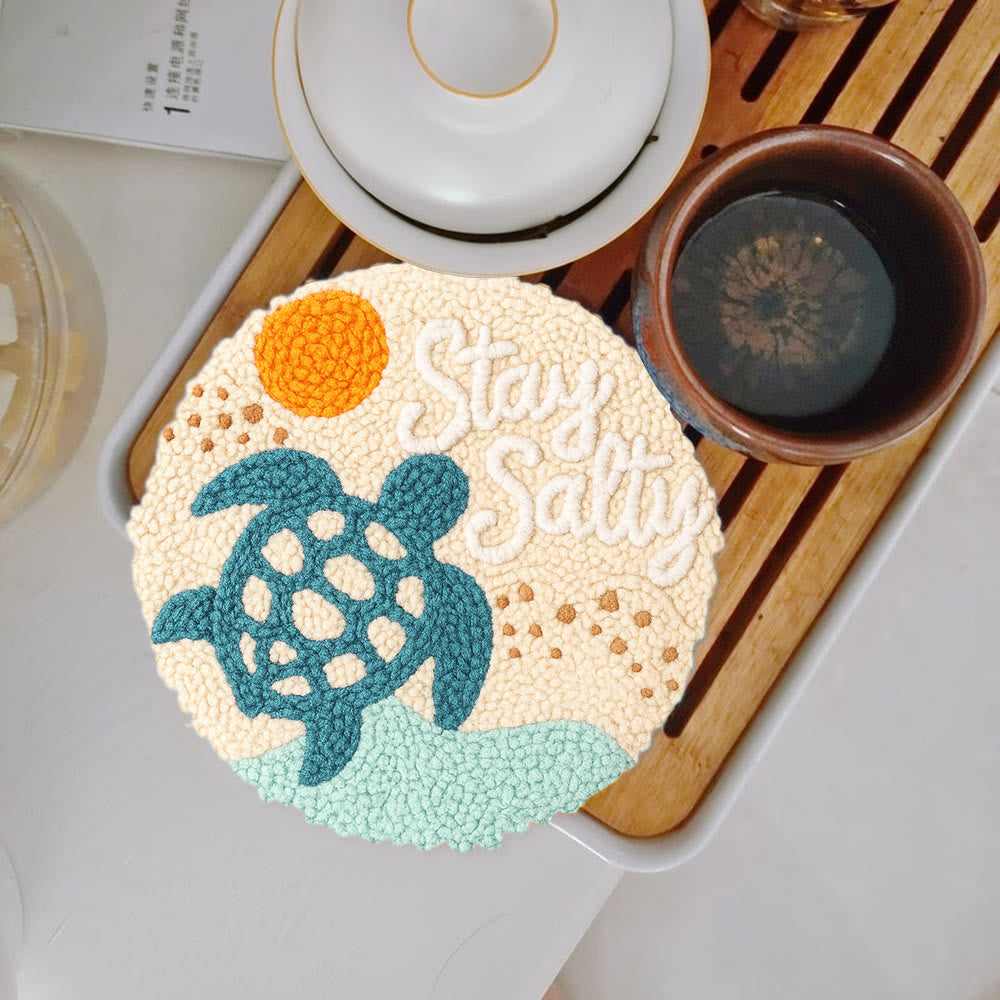 Seaside Turtle Punch Needle Kit - Summer Handmade Decoration |  Diy Needle Craft  - 5 inch Coaster Kit - image 10