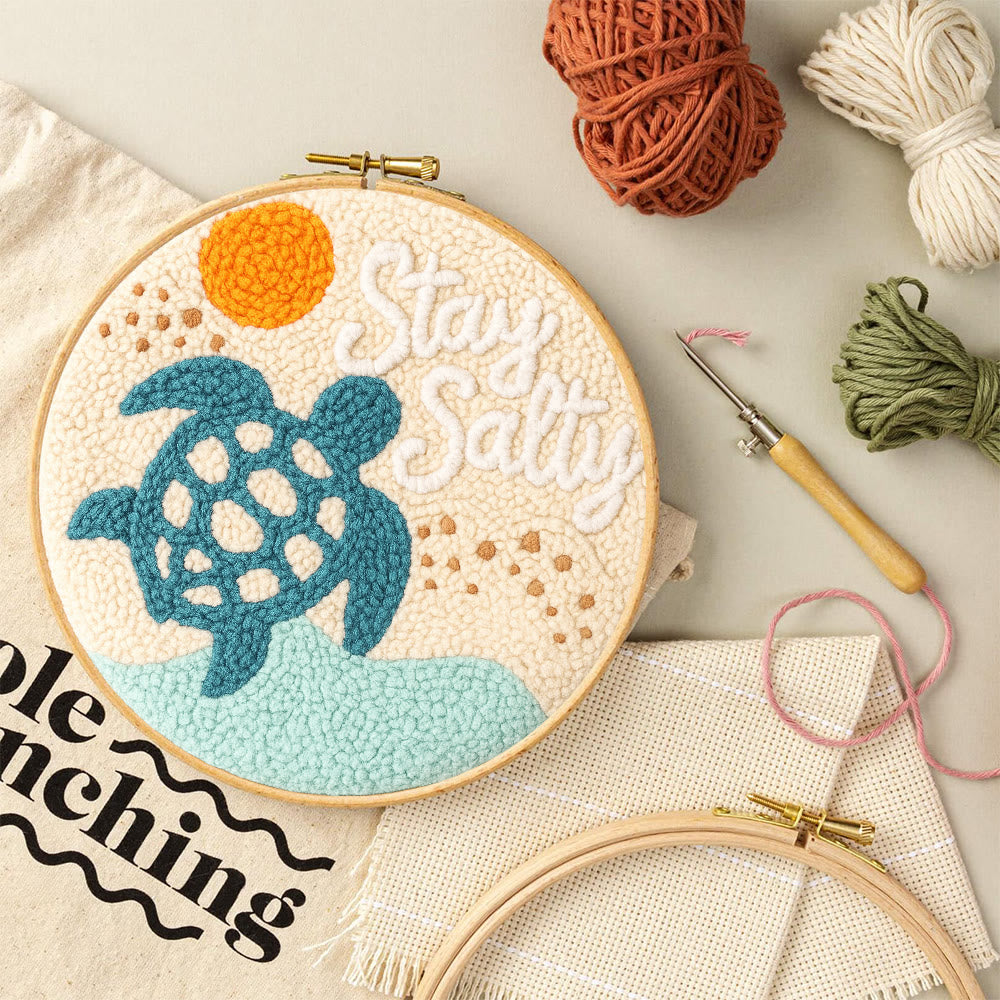 Seaside Turtle Punch Needle Kit - Summer Handmade Decoration |  Diy Needle Craft  - image 5