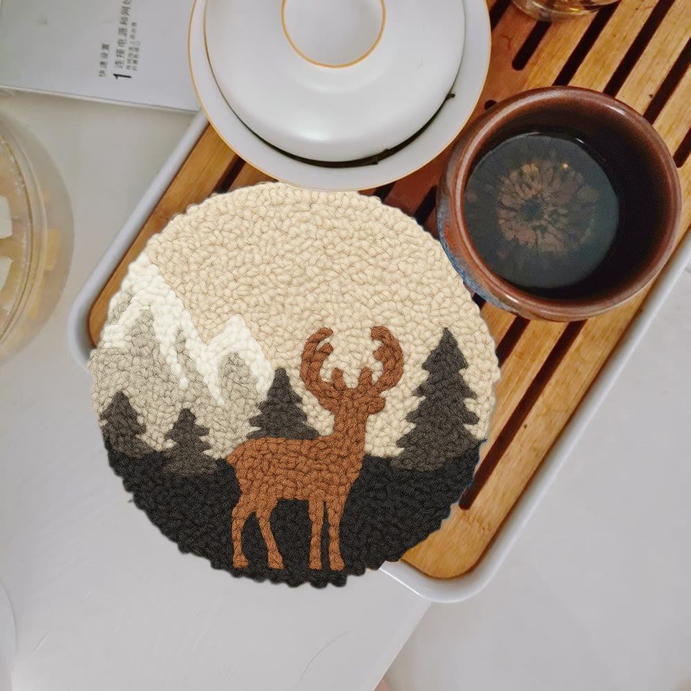  Lonely Deer Punch Needle Kit - Animal Hoop Art | Beginner Needle Craft  - 5 inch Coaster Kit - image 10