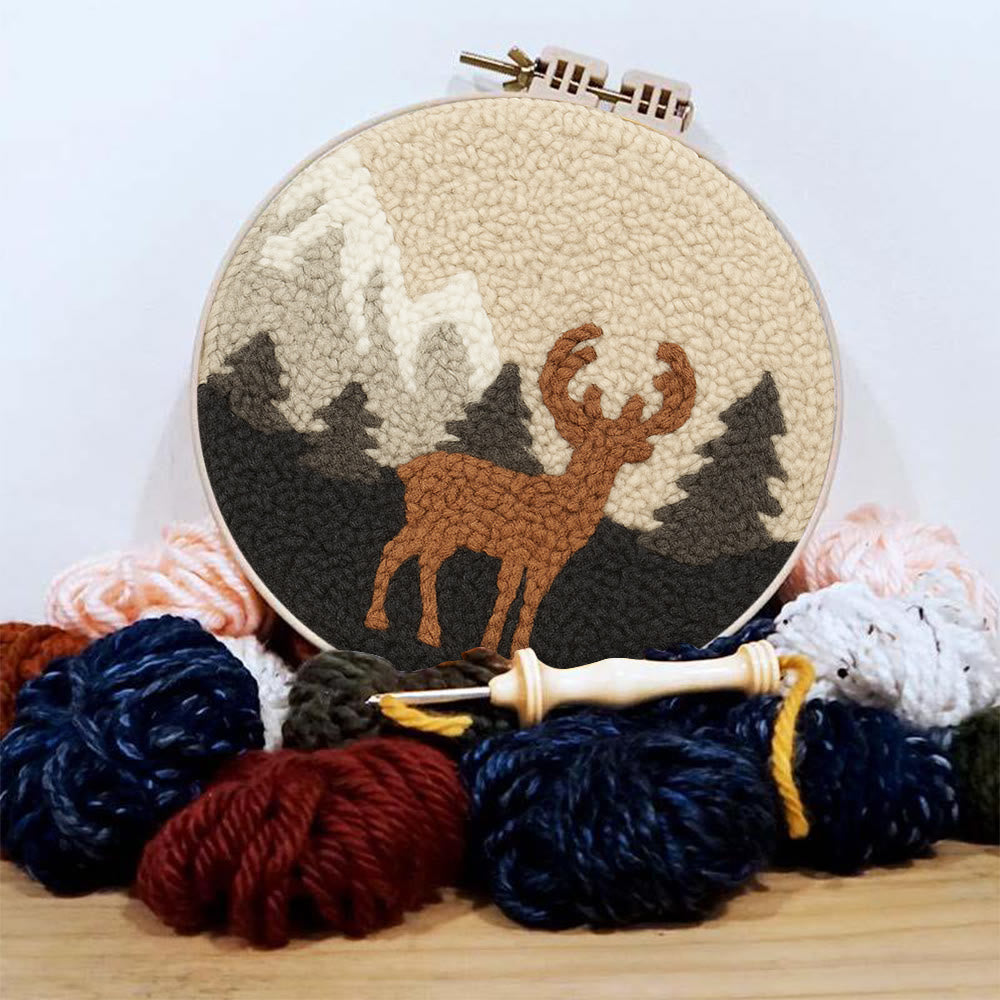  Lonely Deer Punch Needle Kit - Animal Hoop Art | Beginner Needle Craft  - image 4