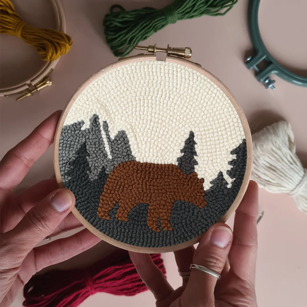Fierce Bear Punch Needle Kit - Diy Animal Coaster | Nice Desk Decor - image 4