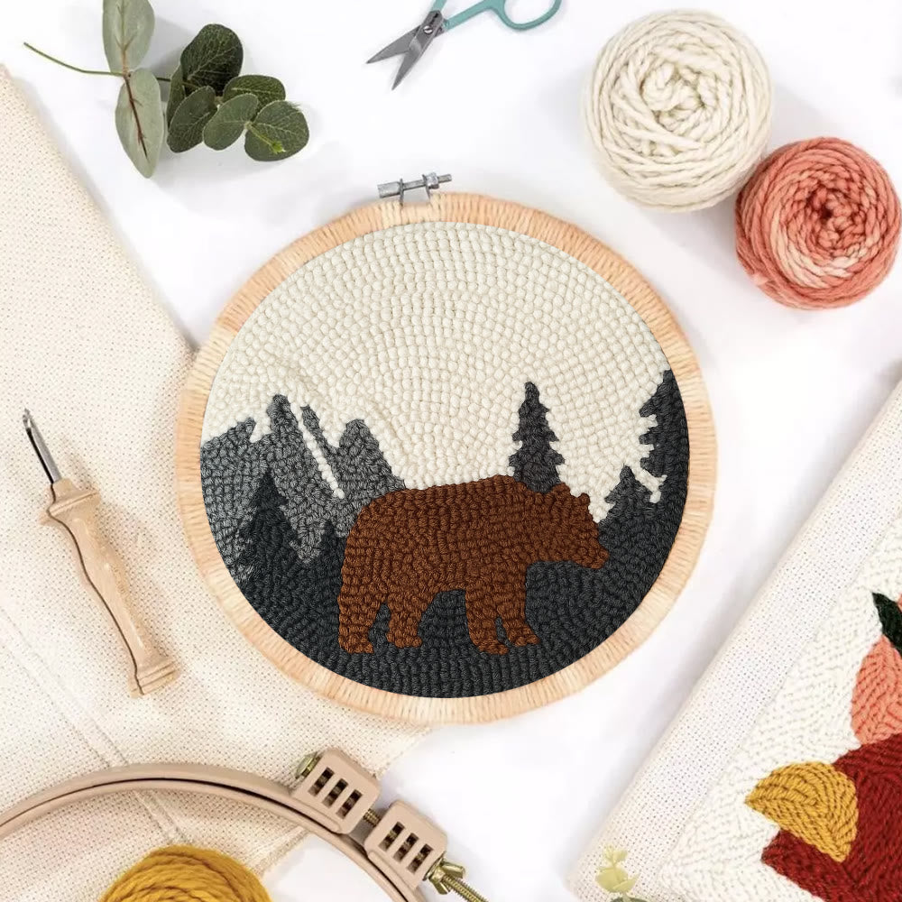 Fierce Bear Punch Needle Kit - Diy Animal Coaster | Nice Desk Decor - image 7