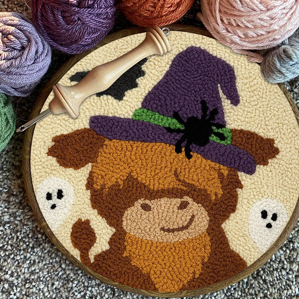 Wizard Cow Punch Needle Kit - Spooky Handmade Decoration | Personalized Animal Craft - image 3