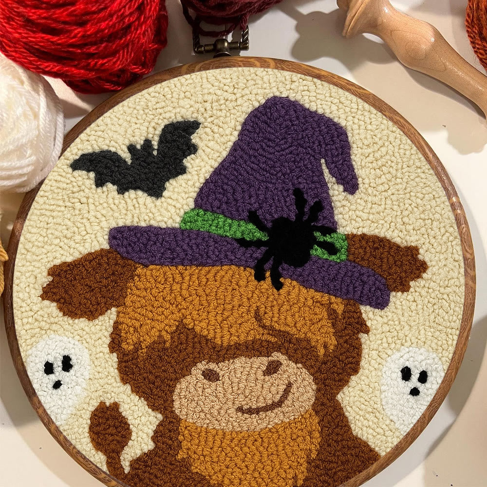Wizard Cow Punch Needle Kit - Spooky Handmade Decoration | Personalized Animal Craft - image 2