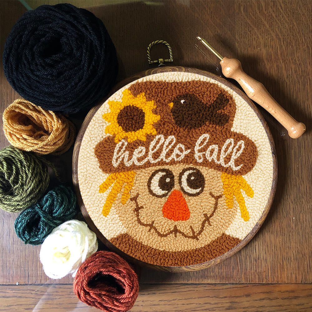 Fall Scarecrow Punch Needle Kit - Autumn Home Ornament | Diy Hanging Art - image 3